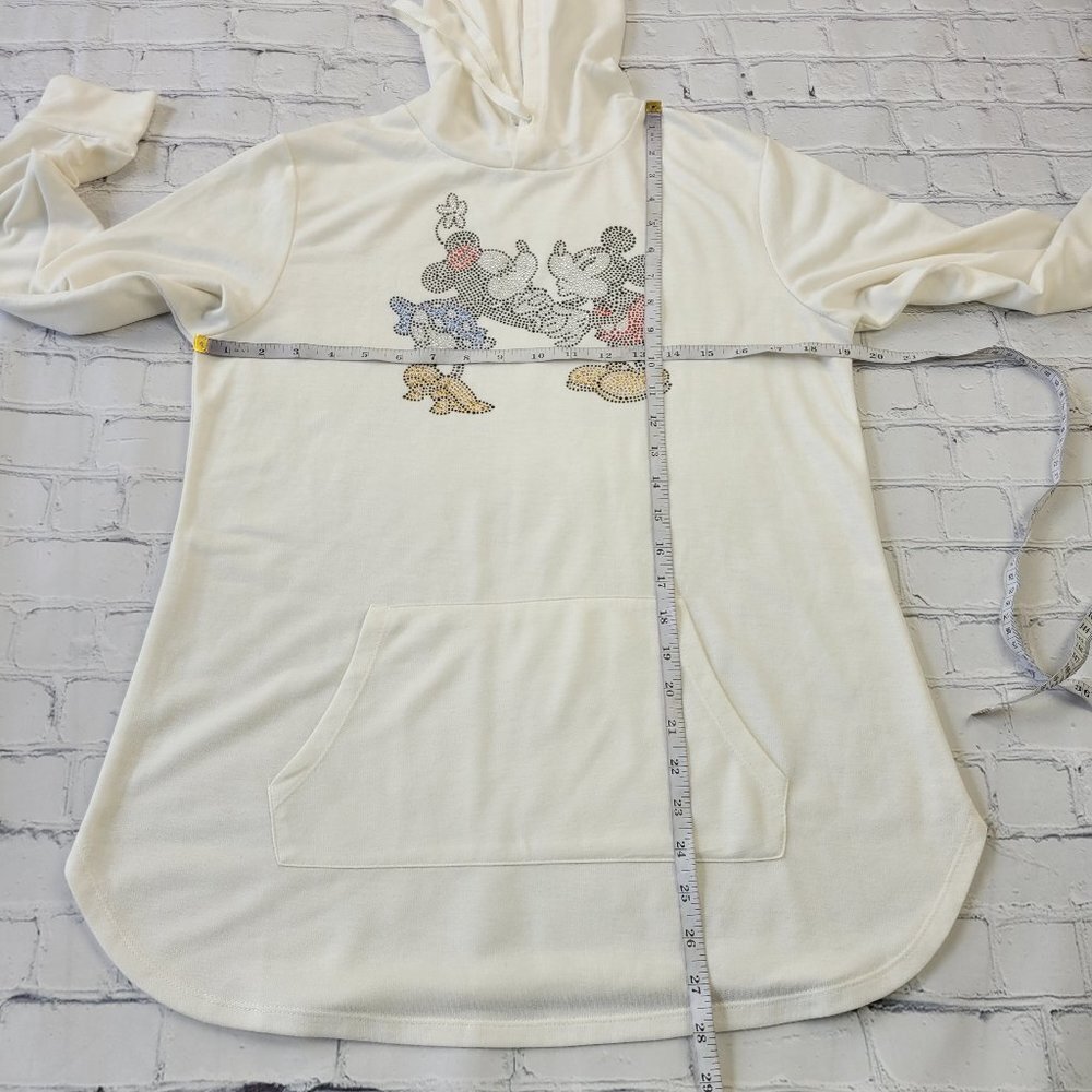 ✅ Disney Parks woman’s Minnie&Mickey hooded sweatshirt size M ivory white - Picture 2 of 10